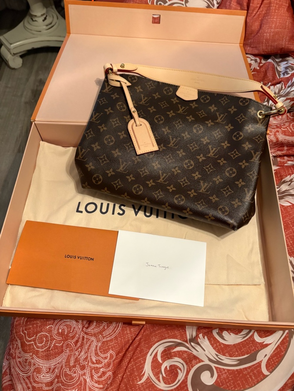 Louis Vuitton Brown Monogram Canvas Shoulder Bag with Natural Vachetta Trim